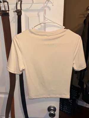 Cream Yoga Ribbed Twist Front Tan Size M thumbnail 2