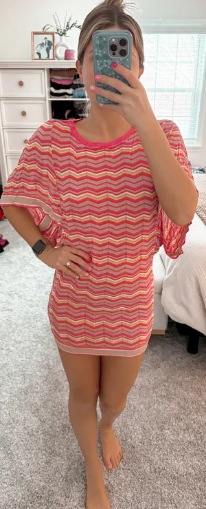 Boutique Chevron mini dress coverup thumbnail 2