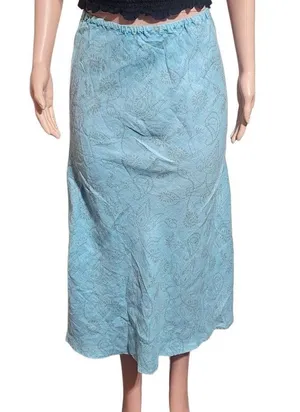Pulp elastic waist blue flower print linen pull-on skirt M thumbnail 1