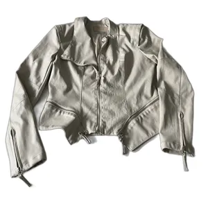 Blank NYC Faux Leather Moto Jacket Cream Small thumbnail 3