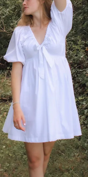 Abercrombie White Puff Sleeve Dress thumbnail 1