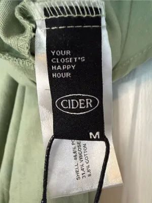 CIDER Women's Linen Blend V-Neck Ruched Pale Green Wide-Leg Jumpsuit thumbnail 4