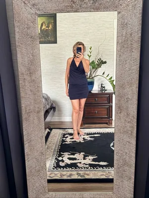 Trixxi Los Angeles Navy Blue Halter Bodycon Mini Dress Size S NWT thumbnail 6