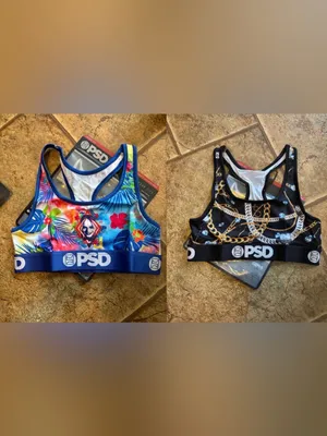 NWT *Bundle of 2* PSD Microfiber Blend Sports Bra Harley Quinn/Ice Chains sz S thumbnail 2