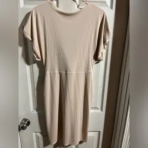 Express Pleated Wrap Front Dress NWT Size Small Cream Colored Midi Umpire‎ Waist thumbnail 4