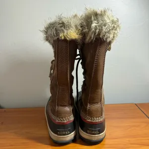 Sorel Joan‎ of Arctic Tall Lace Up Snow Boot Waterproof Leather Brown Tan 7.5 thumbnail 4