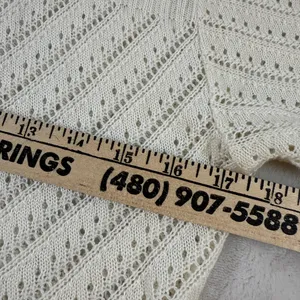 Requirements‎ vtg y2k Ivory Knit Button-Up Cardigan short sleeve womens small thumbnail 11