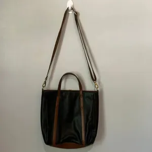 Fossil Cowhide Leather Black And Brown Shoulder Crossbody bag #768 thumbnail 9