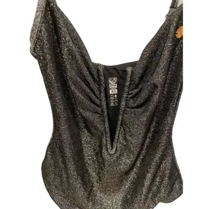 NWOT Dixxon Supreme Metallic One Piece Swimsuit XS Silver Sparkle High Cut thumbnail 4