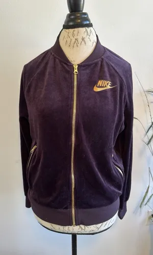 Nike Velour‎ Track Jacket Women's Small Purple Gold Preowned Y2K 2000's Vibes thumbnail 1