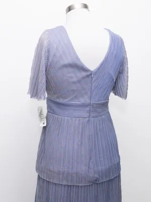 R&M Richards - Tiered Metallic Pleated Rhinestone Waist Gown thumbnail 12
