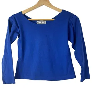 Bonjour Y2K Royal Blue Boat Neck Crop Long Sleeve Top M thumbnail 1