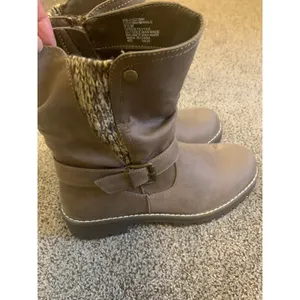 Mingle Mid-Calf Boots Womens 8.5W Taupe Good Slouchy Knit Trim Lug Sole thumbnail 3