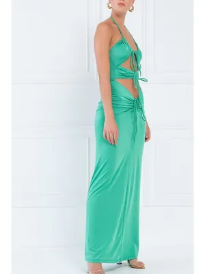 Kikiriki Cut Out Maxi Dress Green Size Medium NWT thumbnail 2