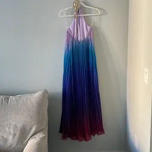 L’Atiste by Amy Pleated Rainbow Halter Maxi Dress thumbnail 4