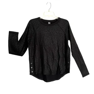 Zuda Sweatshirt Womens Small Black Leopard Print Crewneck Pullover Side Snap thumbnail 12