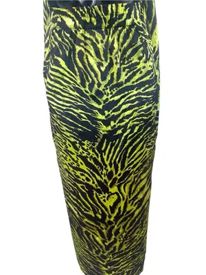 Ganni Women’s Lime Tiger Halter Top Dress Size 42/L Silk NWT Casual Evening Dres thumbnail 9