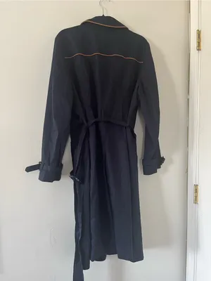 Talbots Navy Trench Coat XL Quiet Luxury Old Money Business Casual Minimalist thumbnail 6