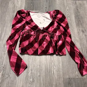 Maeve Anthropologie Velvet Babydoll Plaid Top thumbnail 2