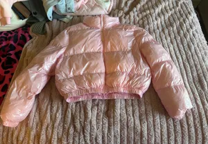 SHEIN Shiny Light Pink Puffer Jacket Size L thumbnail 1