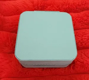 Light blue compact travel jewelry box thumbnail 2