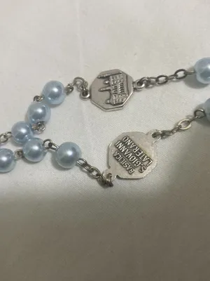 Vintage Basilica San Pietro Blue Faux Pearl Rosary Italy Catholic Prayer Beads thumbnail 10