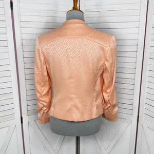 Victorias‎ Secret Satin Jacquard Open Front Cropped Blazer Jacket Peach 10 thumbnail 4