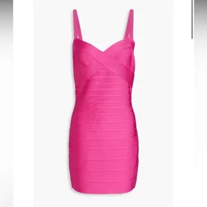 HERVE LEGER Paris Pink Bandage Mini Dress Sweetheart Neckline Hot Pink Bodycon M thumbnail 3