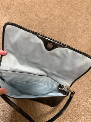 Cute Coach Black Lizard Print Leather Large Wristlet Purse thumbnail 3
