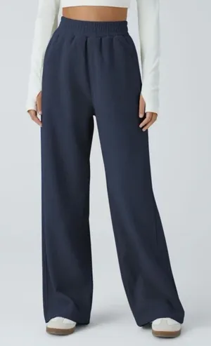 Halara Corduroy Wide Leg Pants Medium‎ Tall Navy Blue Casual Loungewear Cozy thumbnail 1