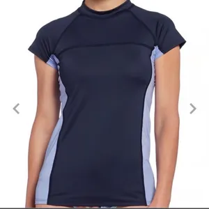 Patagonia‎ Micro Swell Rashguard Short Sleeve Navy Lilac UPF Sun Protection Lg thumbnail 12