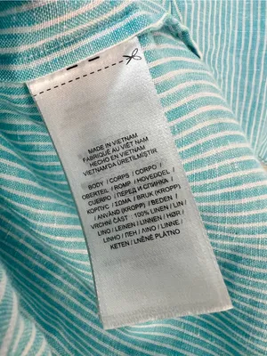 Lauren Ralph Lauren Blue Striped 100% Linen Button Down Blouse Women's Medium thumbnail 8