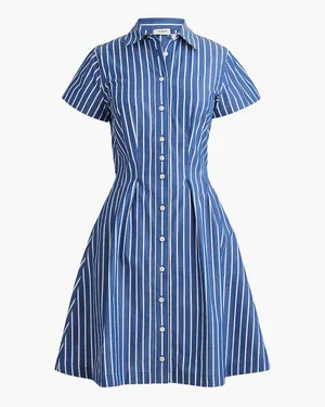 J. Crew Striped poplin pleated shirt-dress thumbnail 2