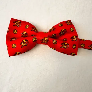 Blacktiegeek Men's Bow Tie Red Dragon Dungeons Adjustable Handmade Party Neckbow thumbnail 7