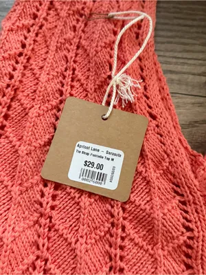 Blu Pepper Apricot Lane Coral Tie-Strap Pointelle Tank Top thumbnail 2