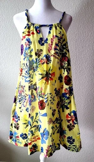 Anthropologie x Vanessa Virginia Flowy Dress Sz 0 Floral Sundress Yellow 2016 thumbnail 1