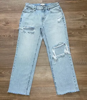 PACSUN Light Blue Distressed 90’s Straight Jeans thumbnail 1