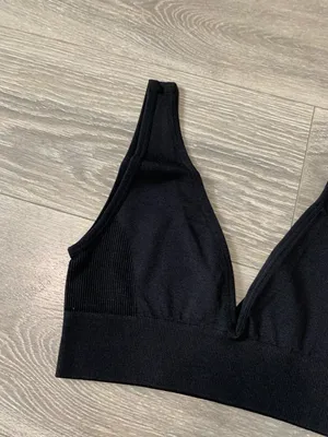 WeWoreWhat Black Knit V-Neck Bralette thumbnail 8