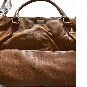 J.Crew Brown Leather Turnlock Double Handles Satchel Shoulder Bag thumbnail 11