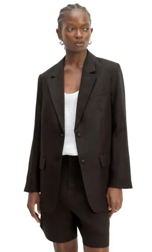 Everlane The Oversized Blazer Linen Black Women's Size 14 thumbnail 1
