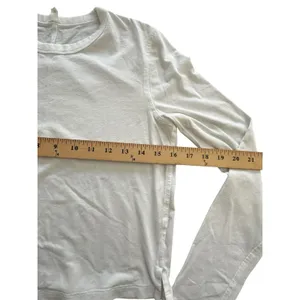 Lululemon Shirt Women 2‎ Soft White Lightweight Running Casual Logo Ladies DD6-2 thumbnail 2