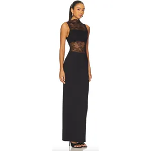Alice + Olivia Nichol Lace Panel Sleeveless Maxi‎ Dress Black Size 6 NWT thumbnail 3