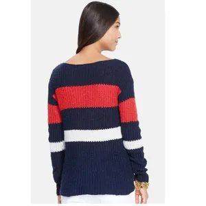 Lauren Ralph Lauren Linen Cotton Open Knit Stripe Sweater Western Sz Large thumbnail 2
