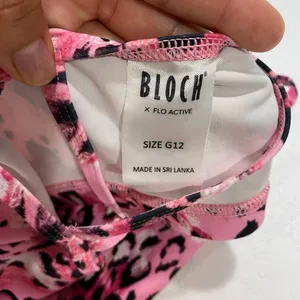 Bloch x Flo Active Girls G12 Pink Leopard Print Dance Crop Top Sports Bra thumbnail 4