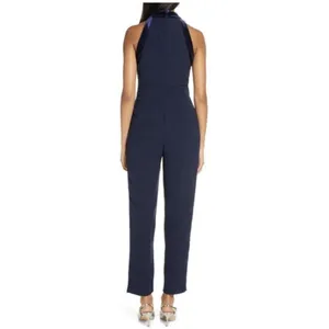 1901 Women's Velvet Trim Halter Jumpsuit with Bow Dark Blue‎ Size 8 Ultrachic thumbnail 3