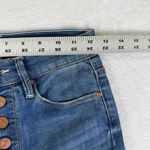 Mother The Insider Ankle Fray Jeans Beyond The Sky Blue Button Fly Size 25 thumbnail 6