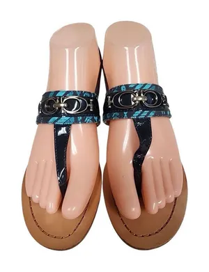 ✨Coach Ladies Sammy Turquoise Blue Zebra Ankle Strap Sz 9 Sandals✨ thumbnail 1