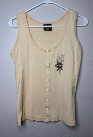 Vintage 1998 Harley-Davidson Rose Snap Front Tank Top M thumbnail 1