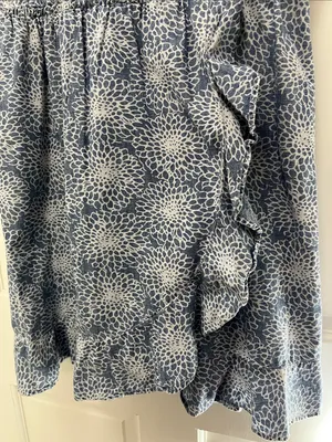 J. Crew Light Blue Denim Floral Printed Faux Wrap Mini Dress - Size Small thumbnail 8