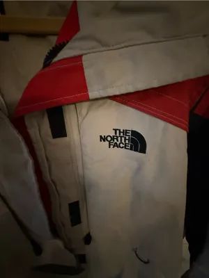The North Face Red & Cream Hooded Colorblock Jacket thumbnail 2